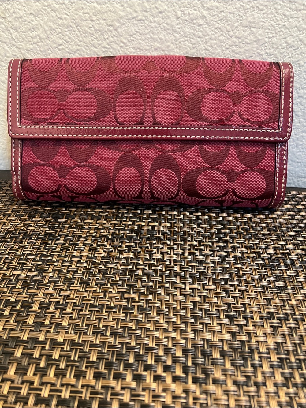 Coach Signature Wallet in Berry and Burgundy - Picture 7 of 8